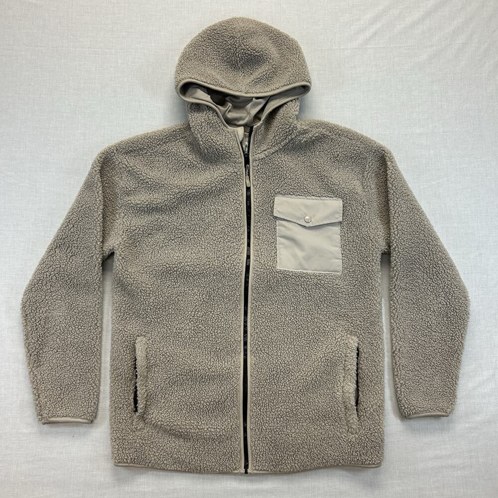 Old Navy Sherpa Fleece Full Zip Hoodie Mens Large Tall Surplus Pockets LT Casual